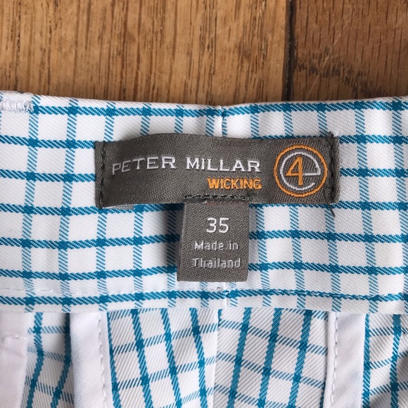 Peter Millar Teal Plaid Wicking Golf Shorts *S5 - Picture 4 of 8